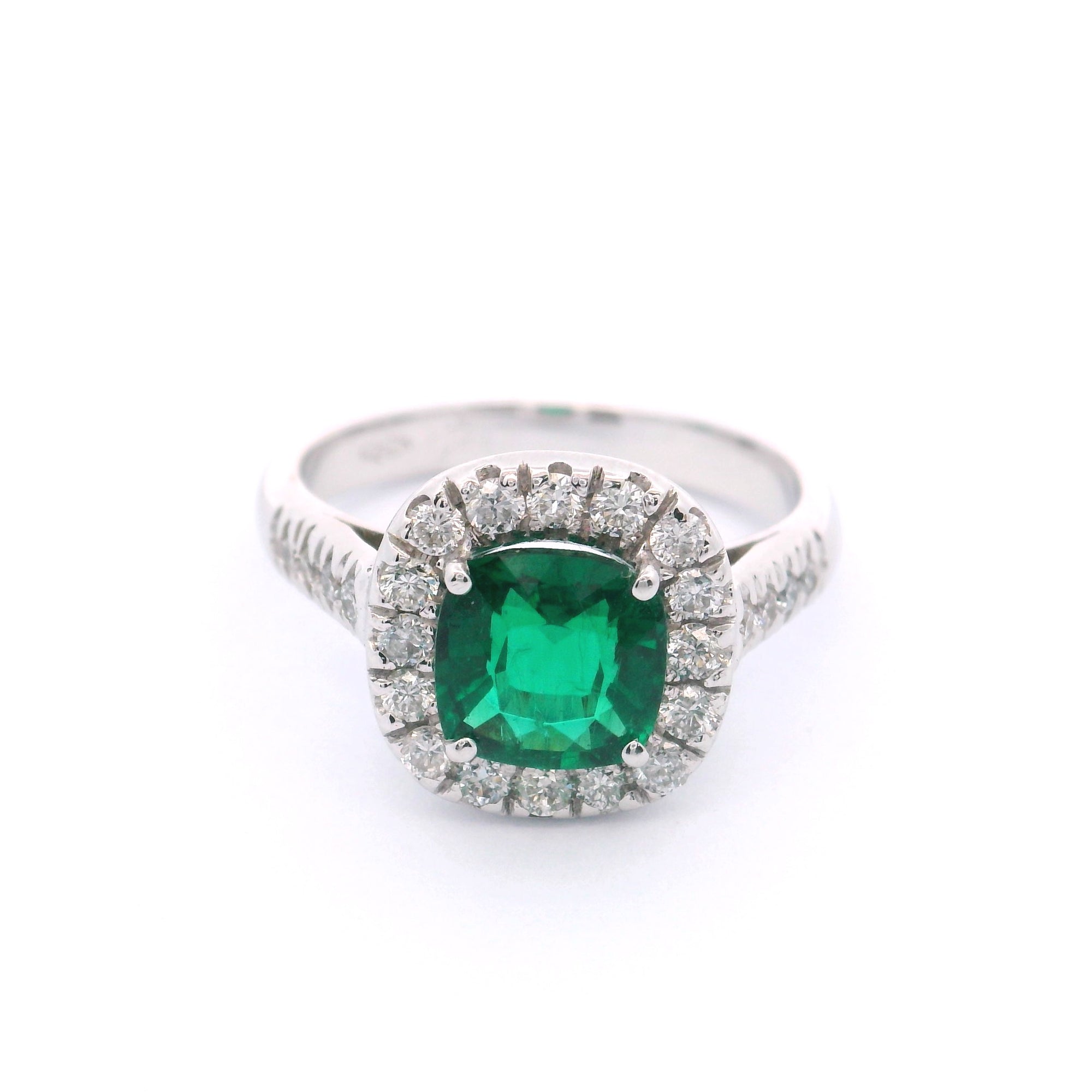 Anello Halo Smeraldo